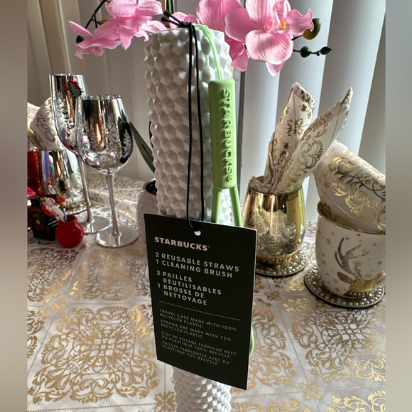 ✨ Starbucks ✨ Reusable Plastic Straws Venti Cup Cleaning Brush Studded Holder - Picture 2 of 9